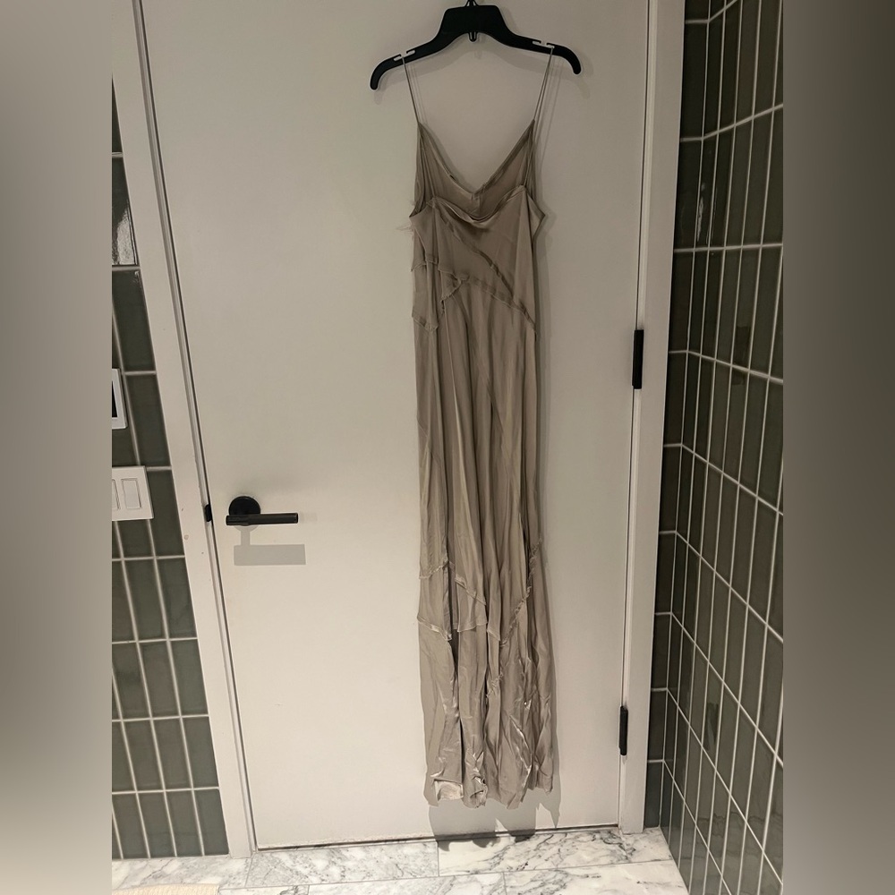KES Elongated Recycled Slip Dress With Slit- Quartz - Picture 4 of 9